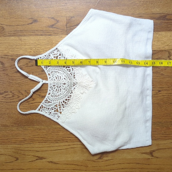NWT Cropped Lace Detailing White Ribbed Tank Top Juniors Size XL SO Brand - Picture 7 of 12